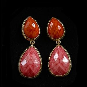 Amrita Singh Coral Teardrop Resin pierced Earrings, good condition